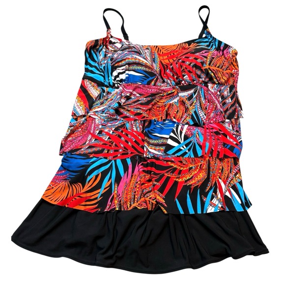 Great Lengths Swim Suit 16 One Piece Tiered Ruffle Bathing Women's Colorful - Picture 1 of 8